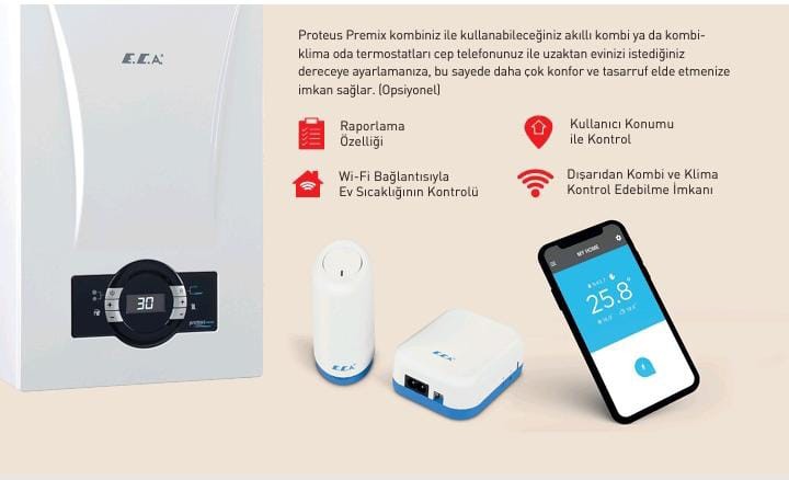 Eca Proteus Premix 24 Kw Kombi - Hermetik Tam Yoğuşmalı 20000 KCAL