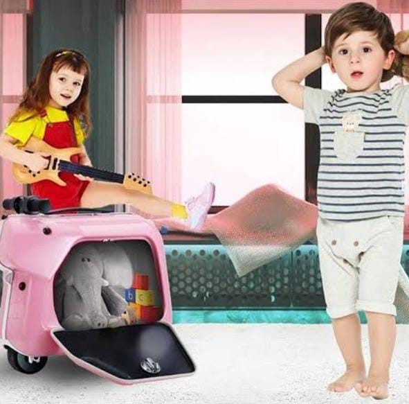 Airwheel SQ3 Çocuklar İçin Elektrikli Binilebilir Scooter Valiz - Kabin Boy - Pembe
