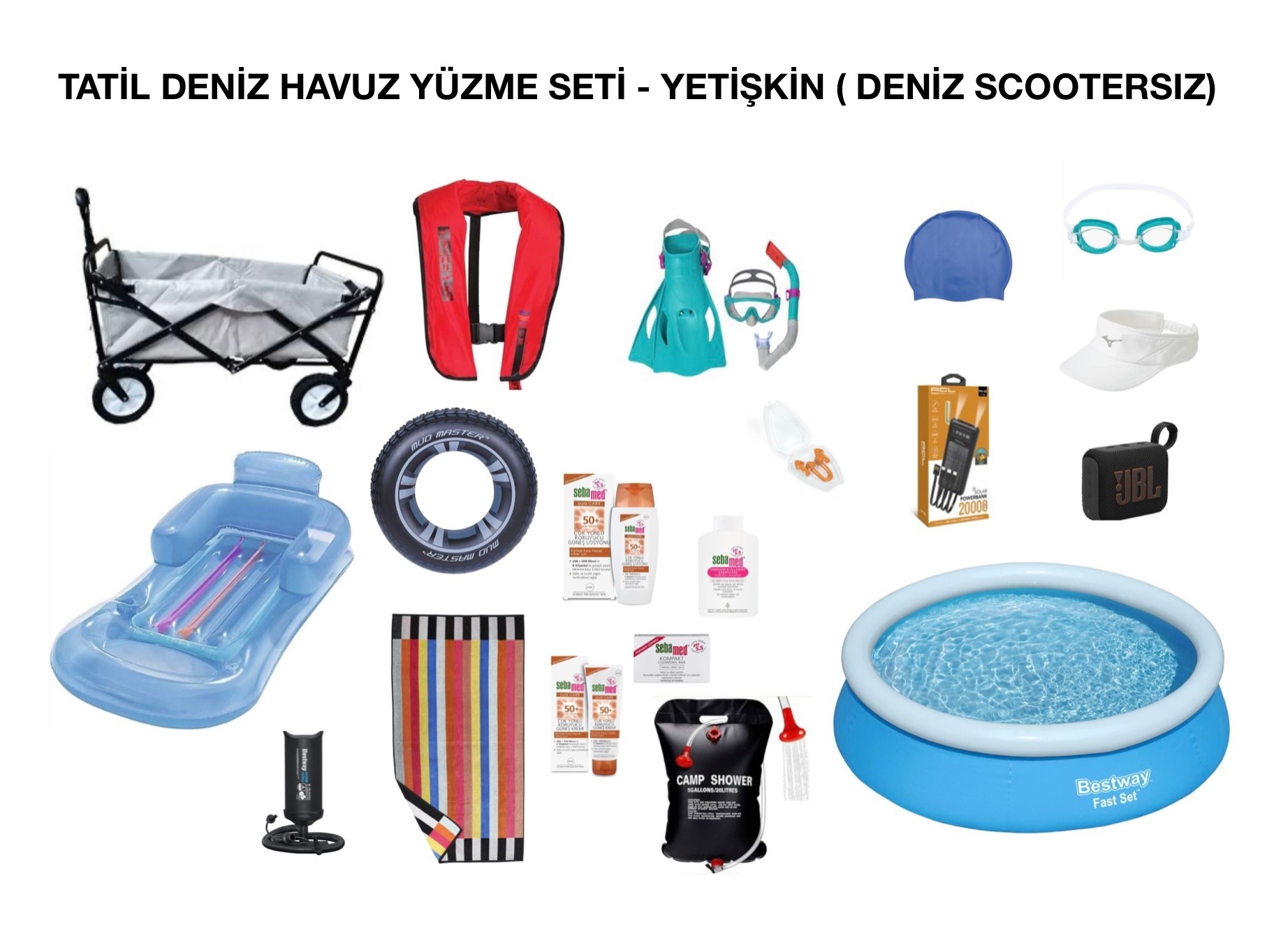 Tatil Havuz Deniz Yüzme Seti Yetişkin ( DENİZ SCOOTERsız) - 19 Parça