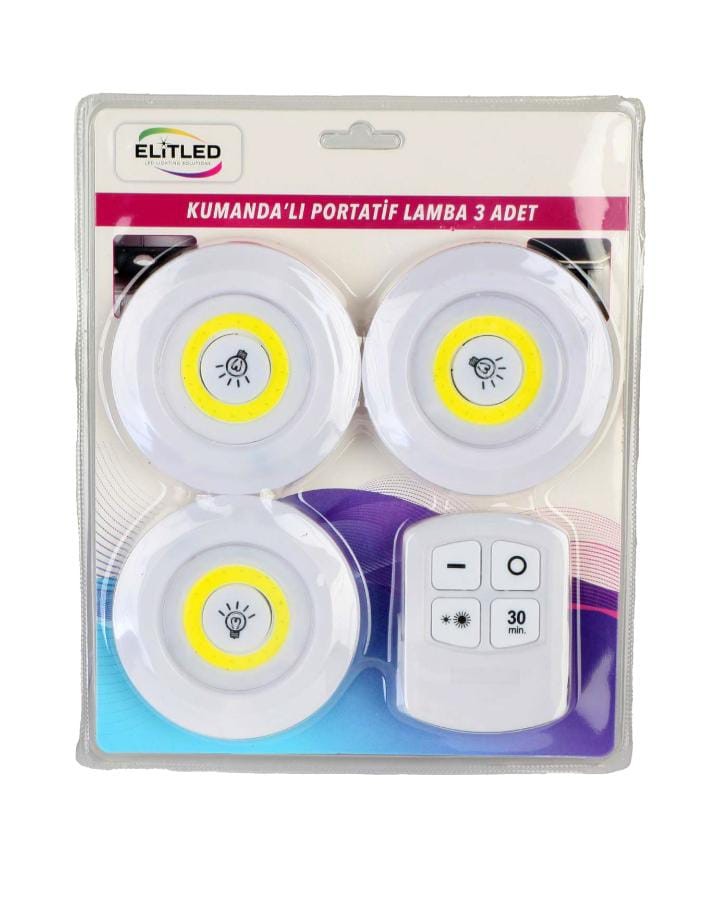 034.0001 Spot Led Ampül 3 lü - Uzaktan kumandalı-Pilli 