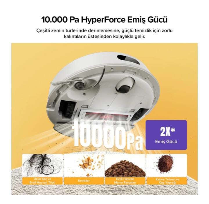 Roborock Q8 Akıllı Robot Süpürge Beyaz- 10.000 Pa Emiş Gücü