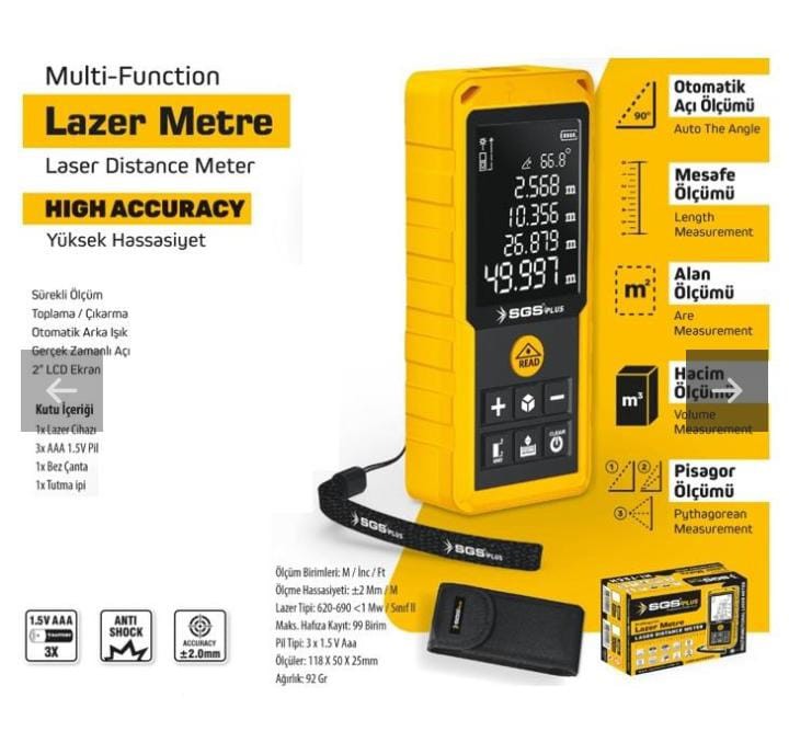036.0007 Lazer Mesafe Ölçer - 60 Metre- SGS 5425