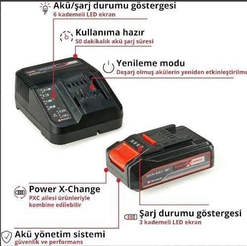 Einhell-4512097  18 V 2,5 Ah PXC Starter Kit - 1x2.5 Ah Akü +Şarj Cihazı
