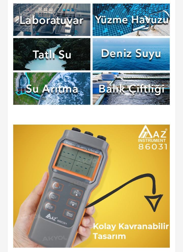 036.0008 Su Kalitesi Ölçüm Cihazı  - ( Ph -TDS -Oksijen-Tuzluluk-İletkenlik-Sıcaklık )