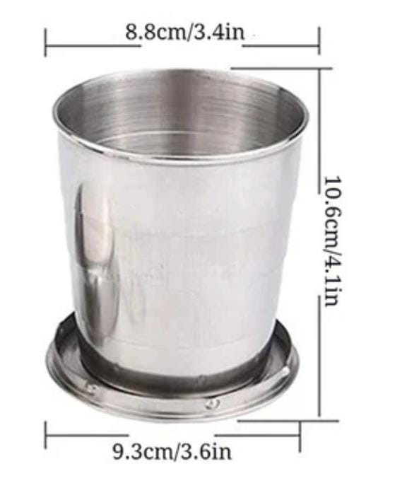 001.0030 Katlanır Metal Bardak - Teleskopik- Paslanmaz Çelik- 450 Ml