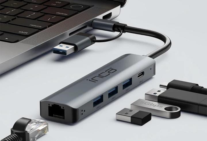 017.0003 Inca Çoklayıcı IUTP-5T 5 li - USB / TYPE-C Hub+Internet 