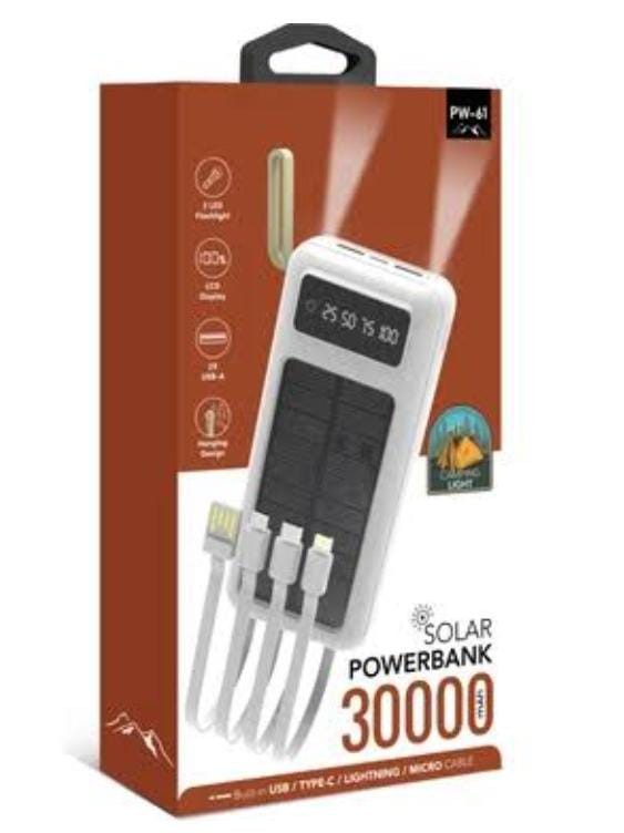 033.0002 Powerbank / Taşınabilir Şarj Cihazı - Solar - 30.000 mAh