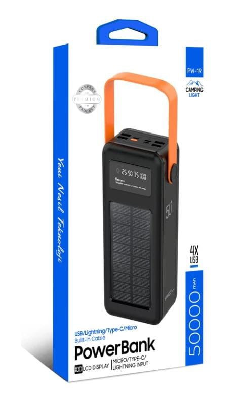 033.0004 Powerbank 50.000 mAh -Solar -Göstergeli - Fenerli -Type C