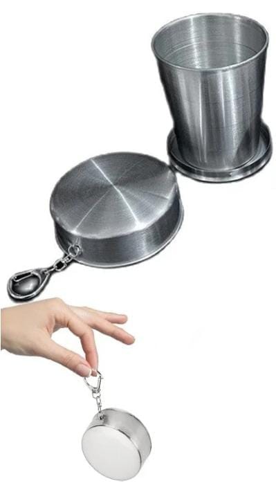 001.0030 Katlanır Metal Bardak - Teleskopik- Paslanmaz Çelik- 450 Ml