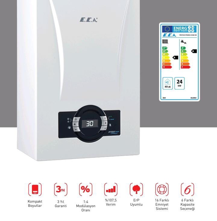 Eca Proteus Premix 24 Kw Kombi - Hermetik Tam Yoğuşmalı 20000 KCAL
