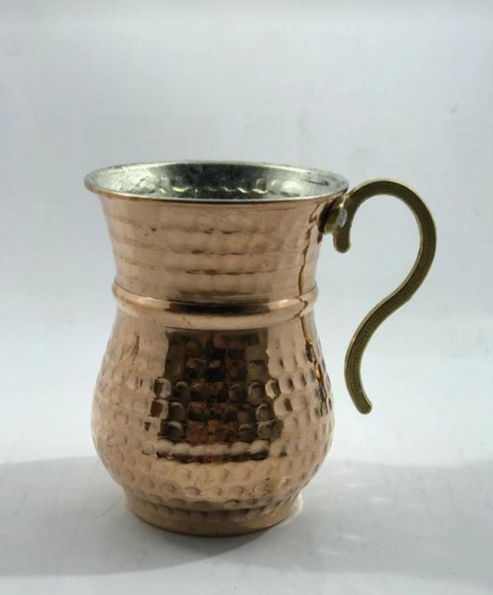 001.0033 Bakır Kulplu Dövme Bardak - 195 ml