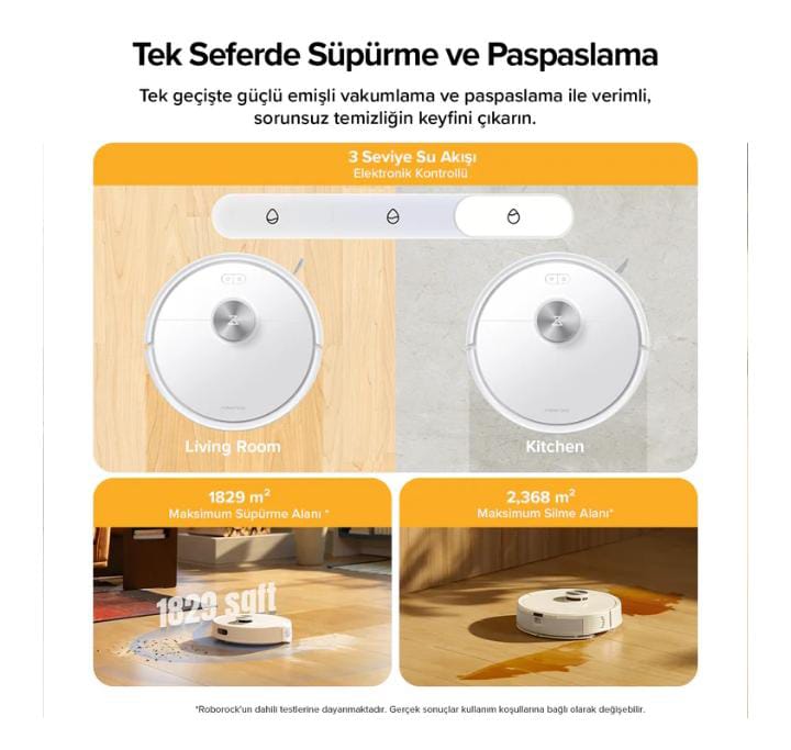 Roborock Q8 Akıllı Robot Süpürge Beyaz- 10.000 Pa Emiş Gücü