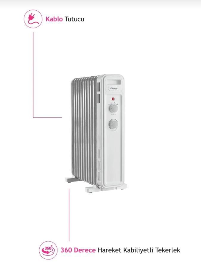 031.0005 Yağlı Radyatör - 2000 W - Altus-Al-11-Rd