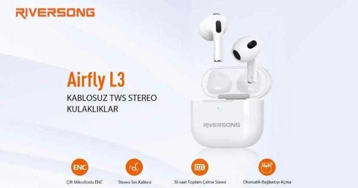 029.0005 Kulaklık-Bluetooth - Riversong - Audio Airfly L3 White TWS 