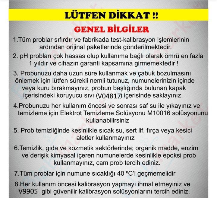036.0010 Ph Metre -Uzun Problu- Yüzey-Tekstil-Cilt İçin 
