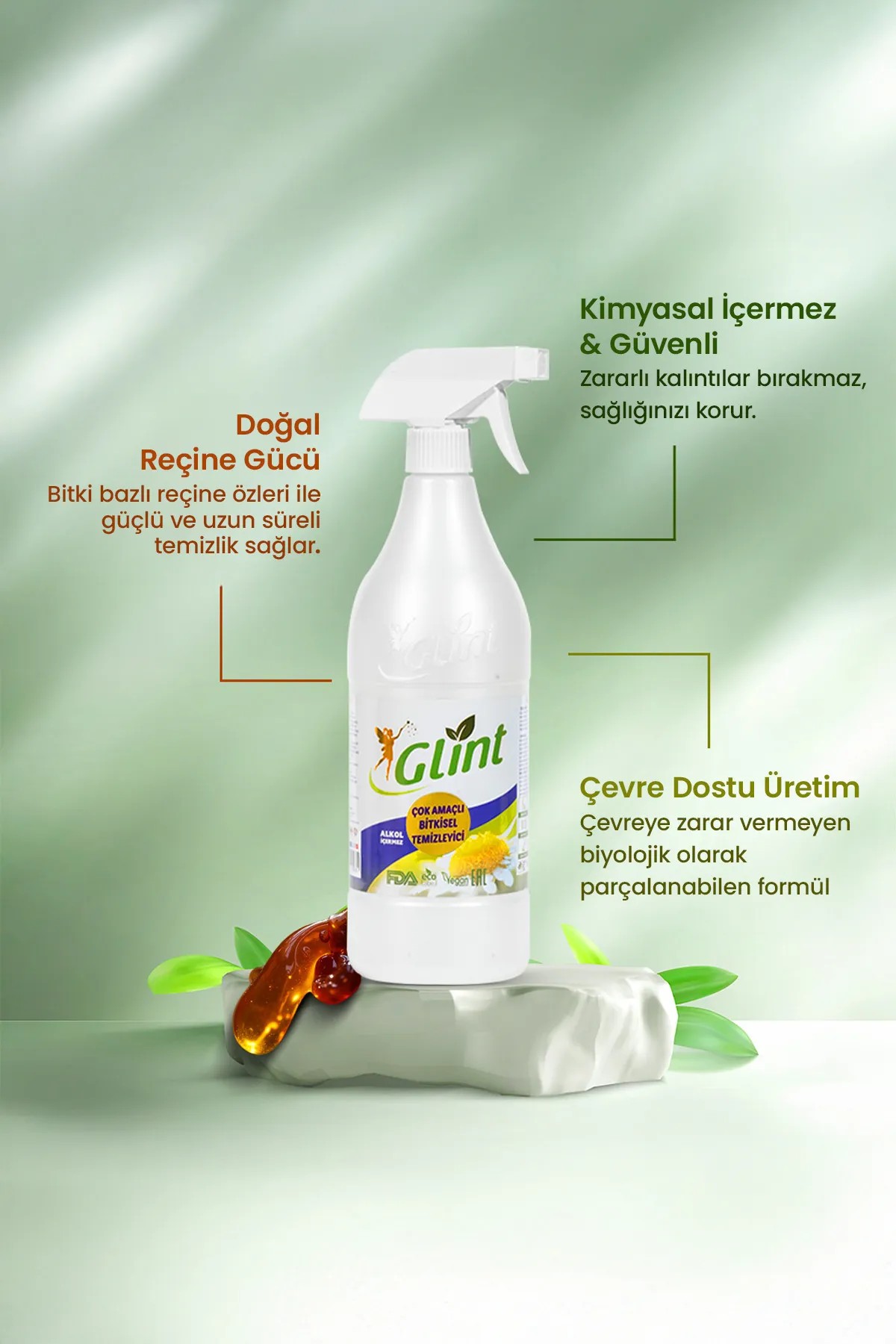 Glint Bitkisel Çok Amaçlı Temizleyici Leke Çıkarıcı - Yağ Çözücü
