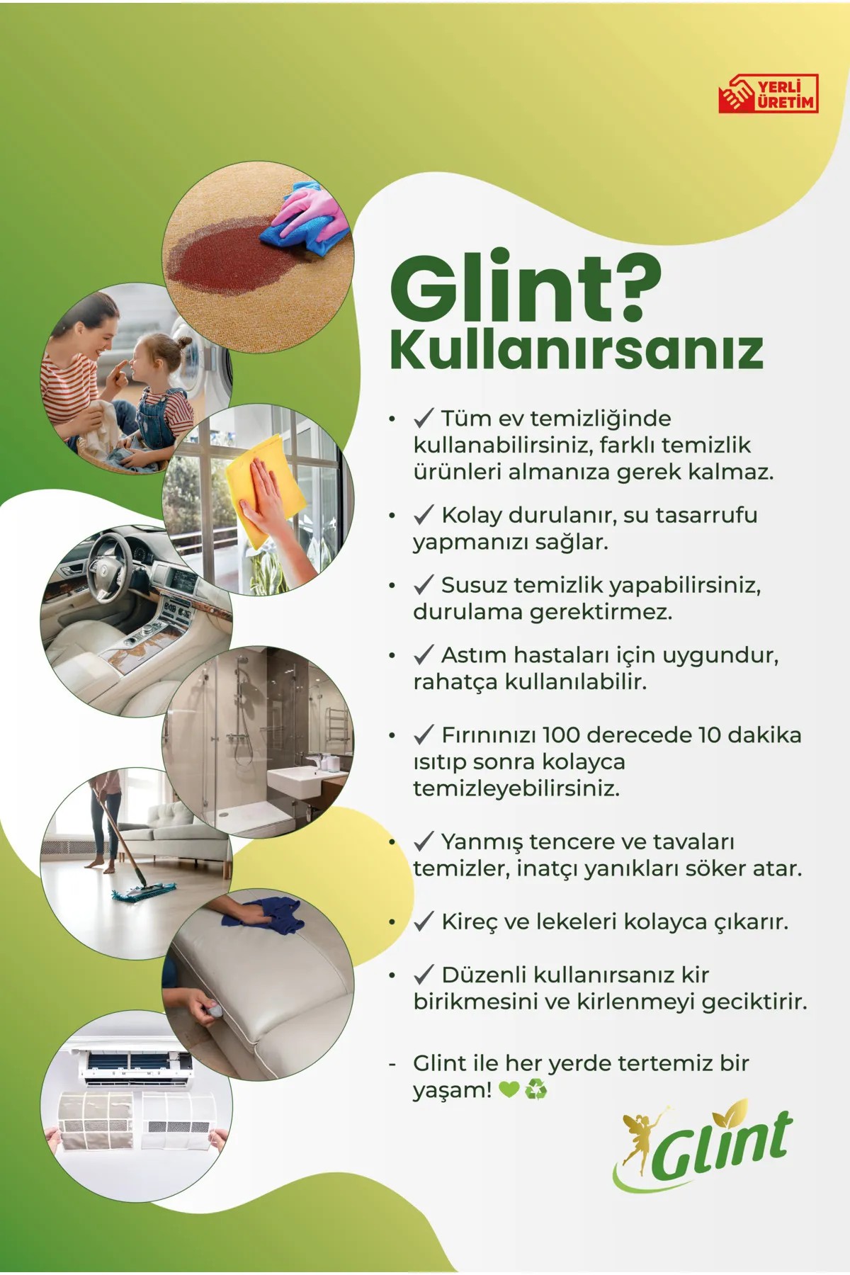 Glint Bitkisel Çok Amaçlı Temizleyici Leke Çıkarıcı - Yağ Çözücü
