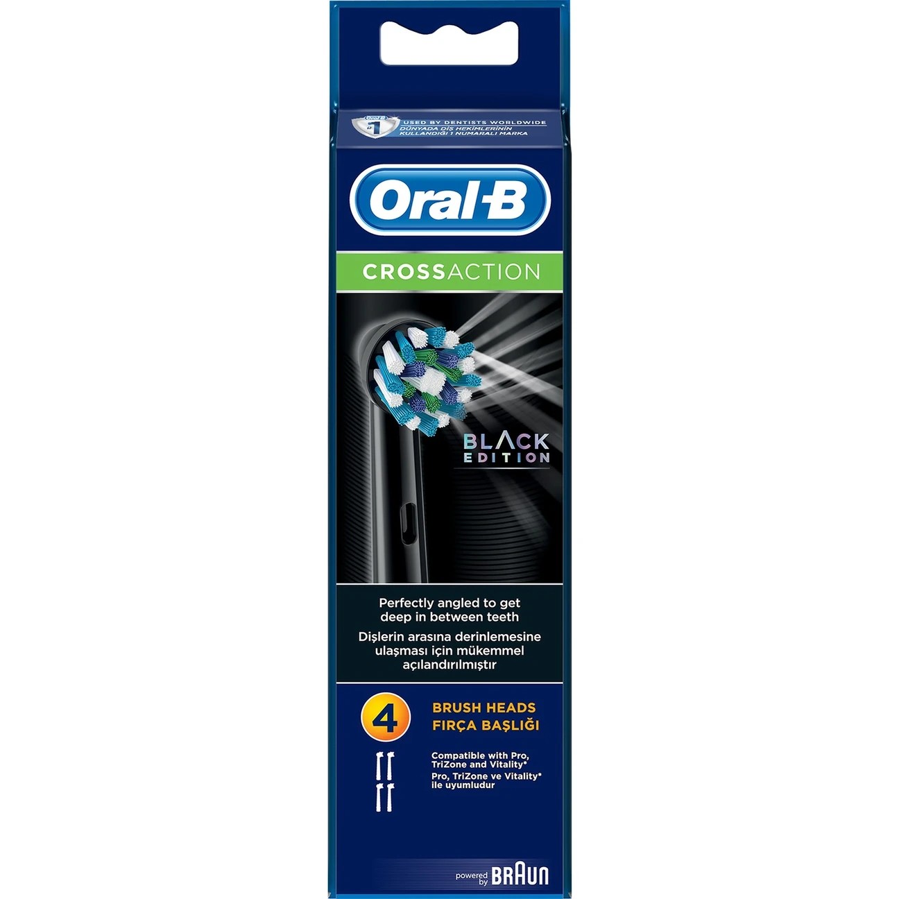 Oral-B Diş Fırçası Yedek Başlığı Cross Action Siyah 4 Adet