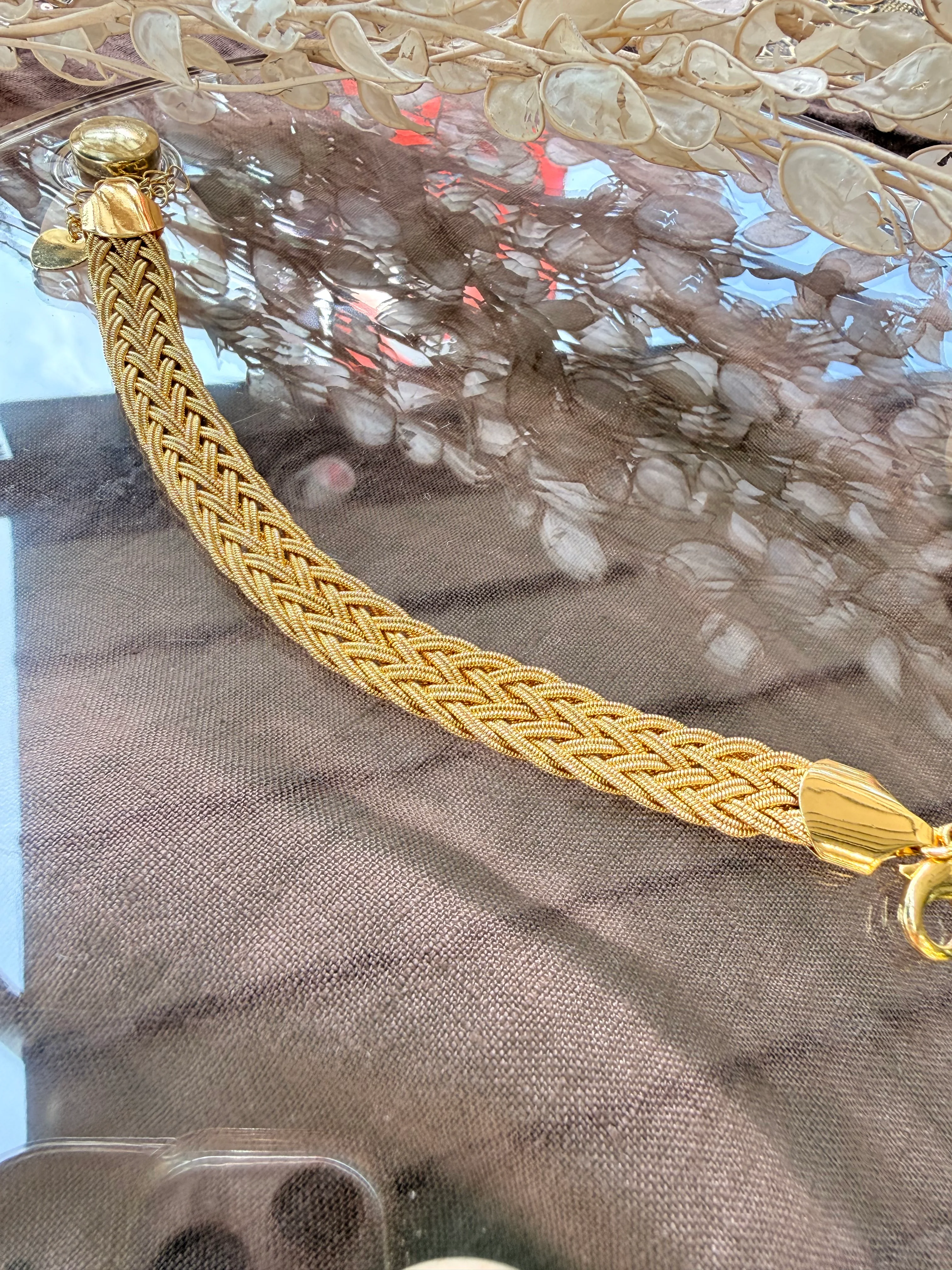 Altın Kaplama Hasır Örgü 18k Bileklik