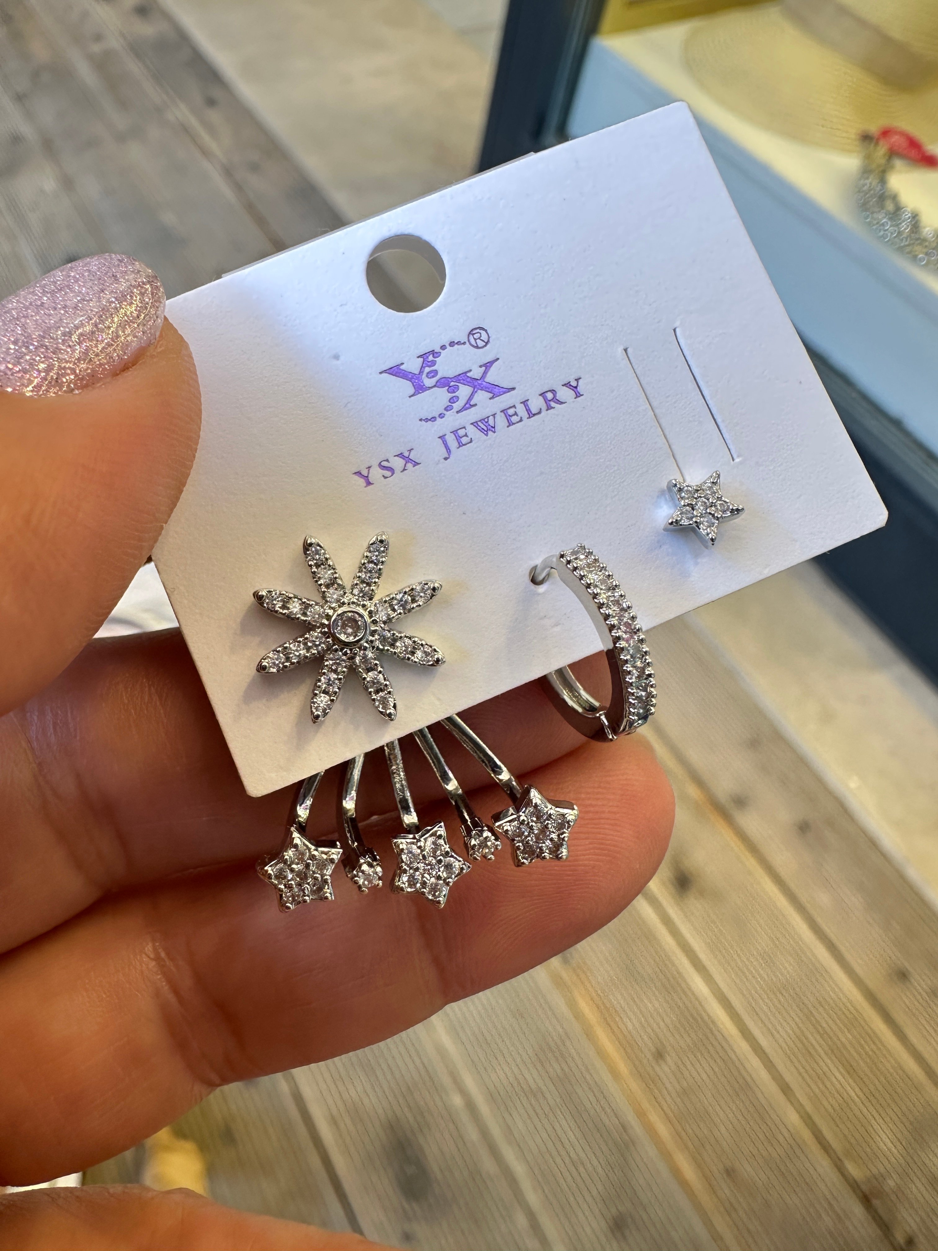 Özel Seri Çiçek Silver Set Küpe