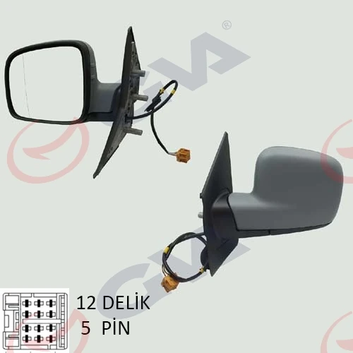 Dış Di̇ki̇z Aynası Sol Transporter T5 Caravelle 04 Elektri̇kli̇ Isitmali Astarli Asferi̇k 5 Fi̇ş Vm-373ehpal
