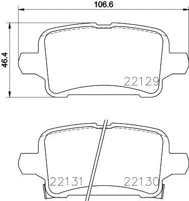 Arka Fren Balatasi Opel Astra K 1.0-1.4-1.4t-1.6t-1.6 Cdti 16 22 106.5x46.3x16.6