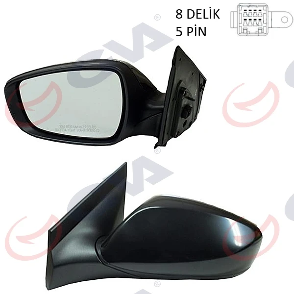 Dış Di̇ki̇z Aynası Sol Blue 12 Elektri̇kli̇ Isitmali Si̇yah Kapak Düz Cam 5 Fi̇ş Vm-6451el