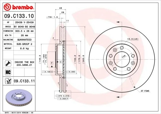 Brembo Fren Aynası Ön Citroën, Opel, Peugeot