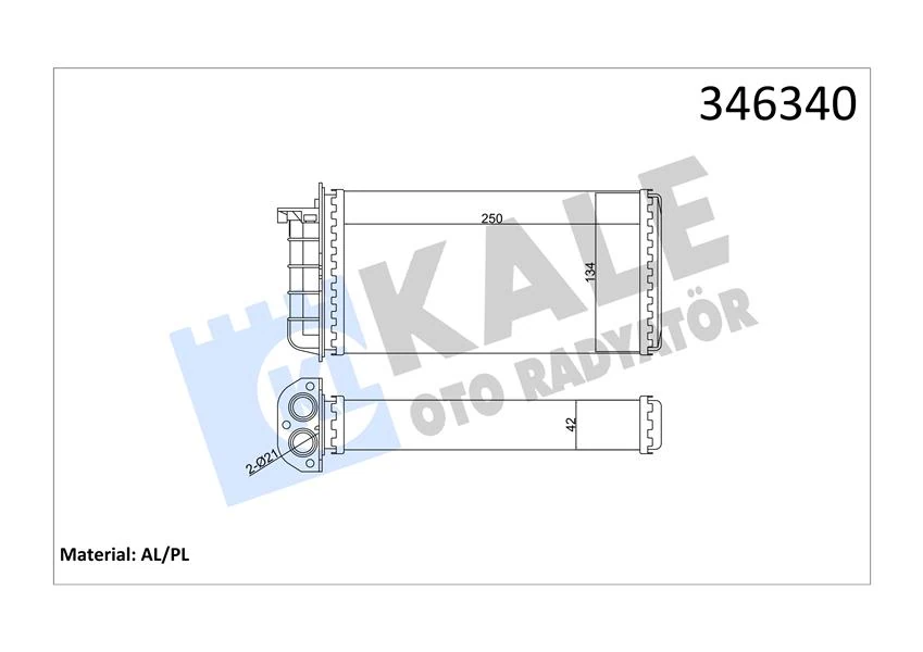 Kalori̇fer Radyatörü Bravo 95-01 Brava 95-01 Marea 96-02 250x140x42