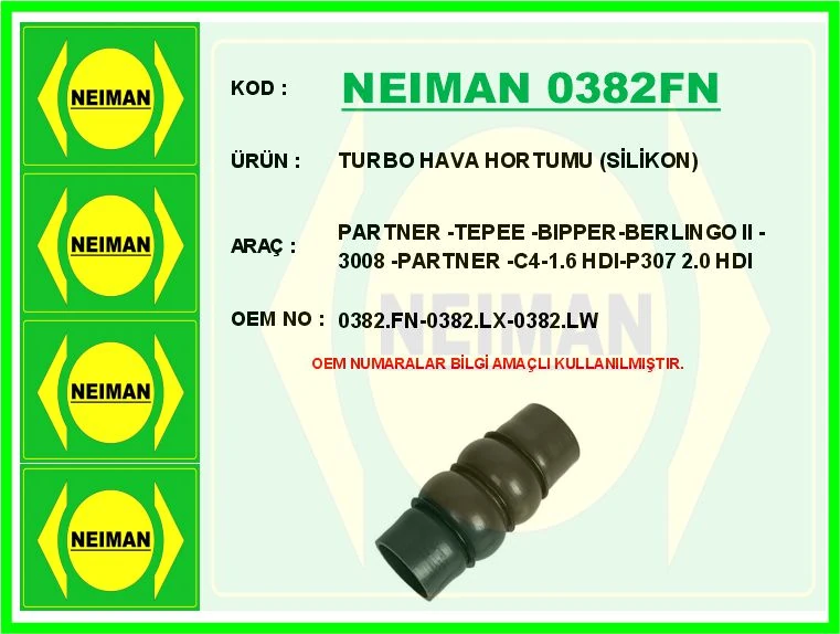 Turbo Hava Hortumu Si̇li̇kon Partner-Tepee-Bipper-Berlingo II-3008-Partner-C4-1.6 Hdi-P307 2.0