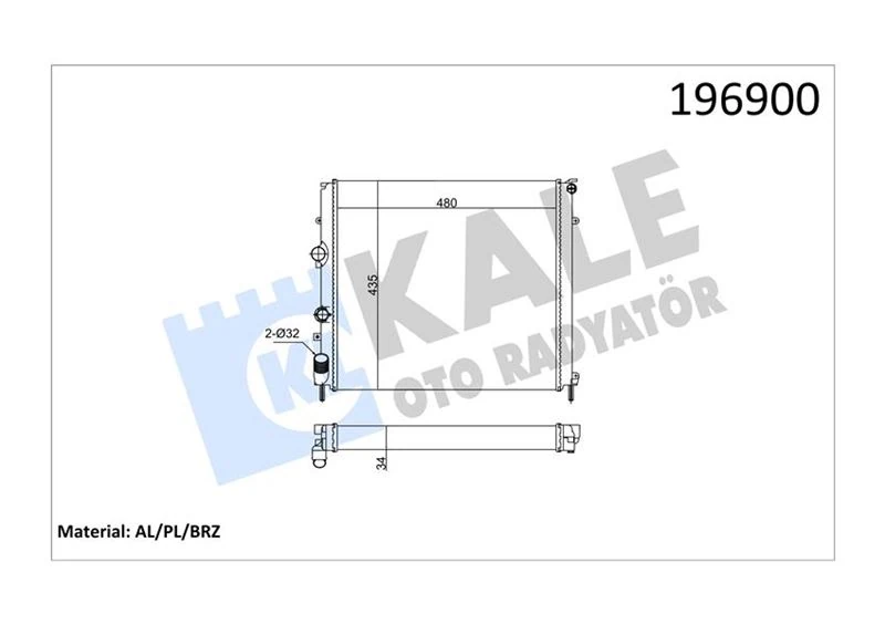 Motor Su Radyatörü Renault Kangoo 97> 1.9d Kli̇masiz Mek 479x442x34 1 Sira Alb Si̇stem