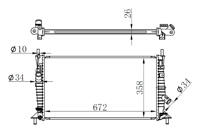 Su Radyatörü Ford Focus 04> 1.6 Tdci̇-Benzi̇nli̇ Mazda 3 1.4 1.6 03>09 Volvo C30 C70 S40 V50 1.6d 1.6 1.8 06>12 Brazing