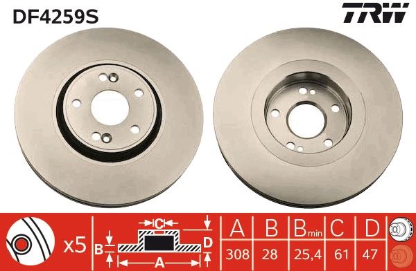 Ön Fren Aynası Adet Laguna 2.0 16v Turbo 03>2.2dci 05>3.0 V6 24v 01> 308x28x5dlxhavali