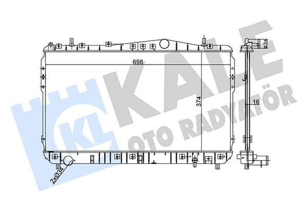Motor Su Radyatörü Manuel Chevrolet Lacetti 05 Nubira 05 1.4-1.6-1.8 16mm Al/brz 375x698x16