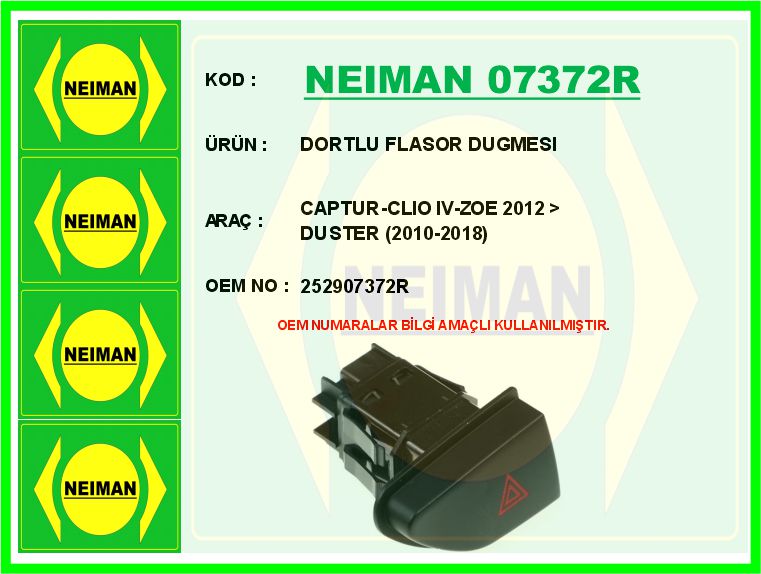 Dortlu Flasor Dugmesi Captur-Clio IV-Zoe 2012 > Duster 2010-2018