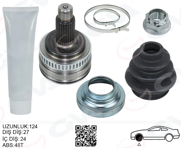 Aks Kafasi Dış Sağ/soll BMW E36 E46 Tekerlek Tarafi Uzunluk 124mm