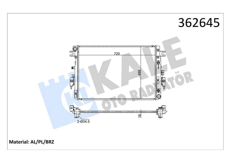 Su Radyatörü Nissan Navara 2.3dci 2015 Qashqai II-Renault Kadjar Brazing 720x488x16