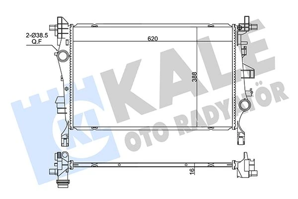 Su Radyatörü Fiat 500x-Jeep Renegade 1.4 1.3/1.6mtj 14 > Mt Brazing 620x388x16