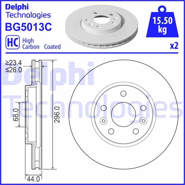 Ön Fren Di̇ski̇ Renault Megane IV 15 Talisman 15 Dış Çap:296mm K:26mm Y:44mm 5 Deli̇k