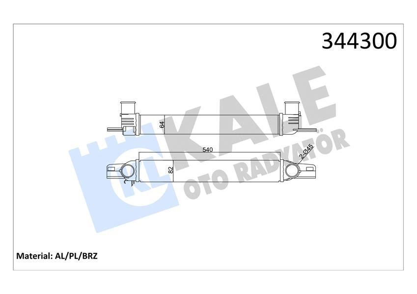 Turbo Radyatörü Intercoller Nemo-Bipper-Fiorino 1.3jtd-Bipper-Nemo 1.4hdi 540x82x64 Al-Pl-Brz