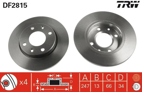 Ön Fren Aynası Peugeot P206 98>12 P306 93>01 Citroen Xsara 97>05 ABS Si̇z 247x13x4dl Dolu Soğutmasiz