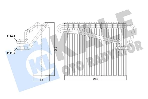 Kalori̇fer Radyatörü Kli̇ma Evaparator Astra G-Zafira A 98> 274x235x73 Al