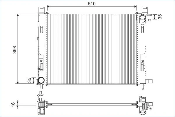 Motor Su Radyatoru Captur I 12> Clio IV 12> Dokker 12> Symbol III 14> Sandero II 12> 0.9 Tce 1.2 Tce 1.5 Dci 1.6 506x414x18