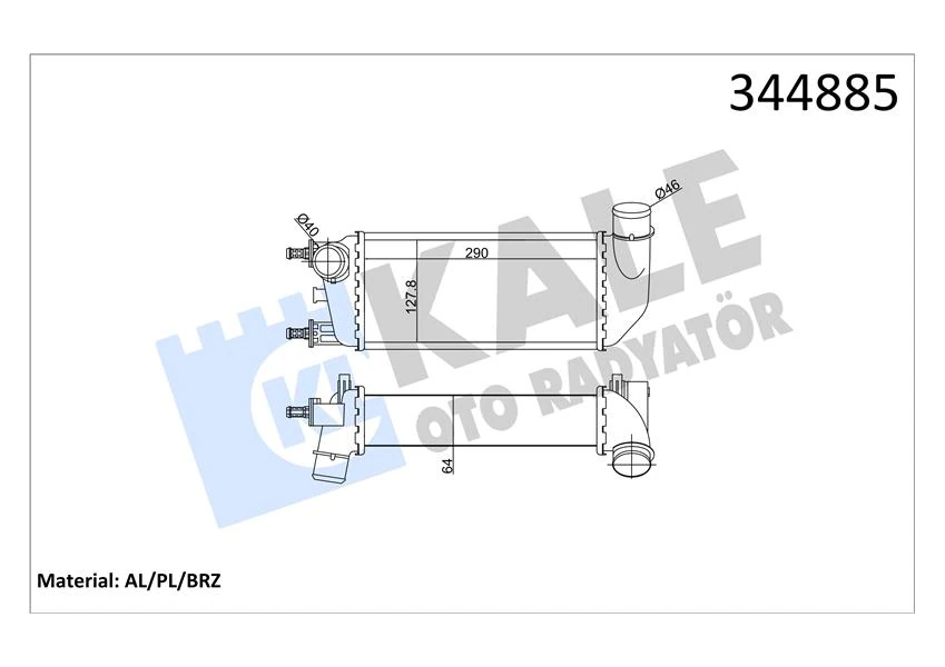 Turbo Radyatörü Intercooler Fiat 500 1.3 Dmtj 08 > Ford Ka 1.3 Tdci̇ 08 > Al/pl/brz