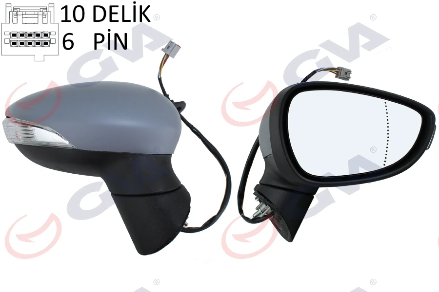 Dış Di̇ki̇z Aynası Sağ Ford Fi̇esta 13> Elektri̇kli̇ Isitmali Astarli 10 Deli̇k-6 Pi̇n 6 Fi̇ş Vm-6326ehpar