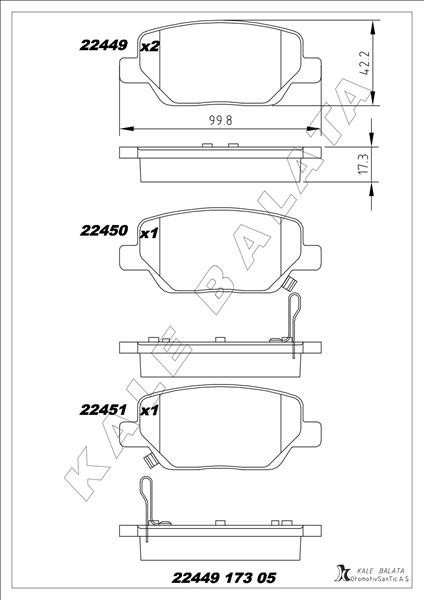 Arka Balata Fiat Egea 16 1.3d Mtj 1.4 1.6e-Torq 1.6d Mtj