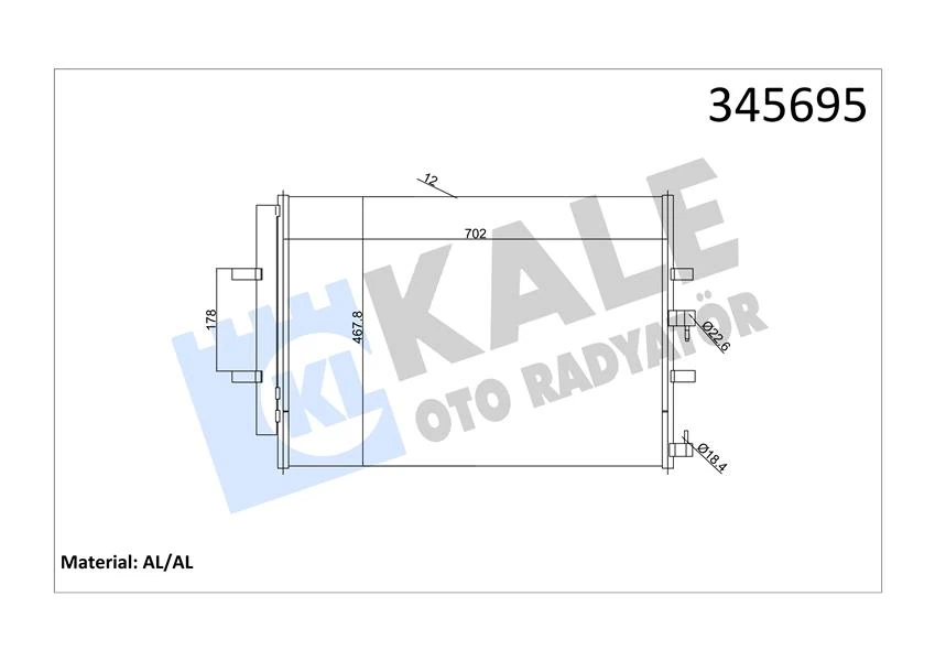 Kli̇ma Radyatoru Kondenseri̇ Transi̇t Custom V362 12> Transit V363 14> 2.2 Tdci̇ 717x467 Al Al