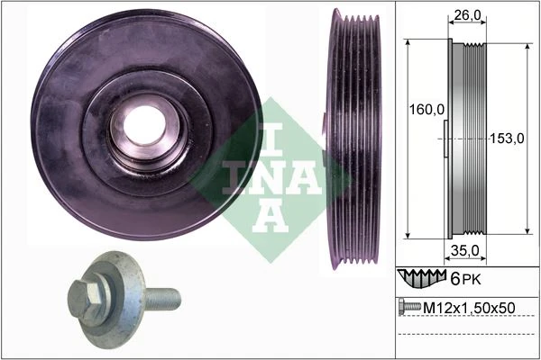 Krank Kasnaği P107-207-P307-P308-P406-P407-Partner-Berlingo-C1-C2-C3-C4-Xsara-Focus II-Fiesta 02 1.4-1.6 Hdi-Tdci Volvo C30 06 12 1.6d S40 II 05 12 1.6d V50 05 12 1.6d Mazda II 1.4cd III 1.6di