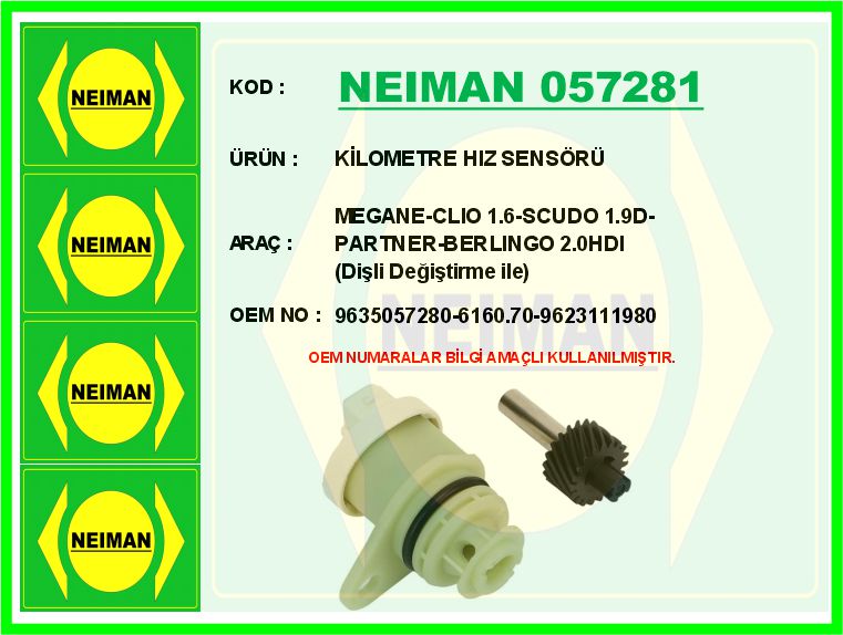 Ki̇lometre Hiz Sensörü Megane-Clio 1.6-Scudo 1.9d-Partner-Berlingo 2.0hdi Dişli Değiştirme Ile