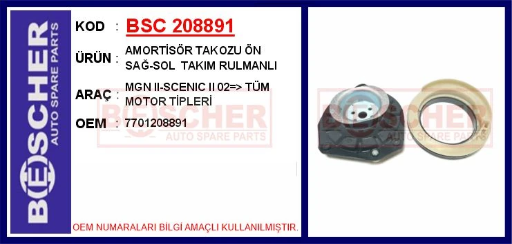 Amorti̇sör Takozu Ön Sağ-Sol Megane II-Scenic II 02 > Tüm Motor Ti̇pleri̇ Takım Rulmanlı
